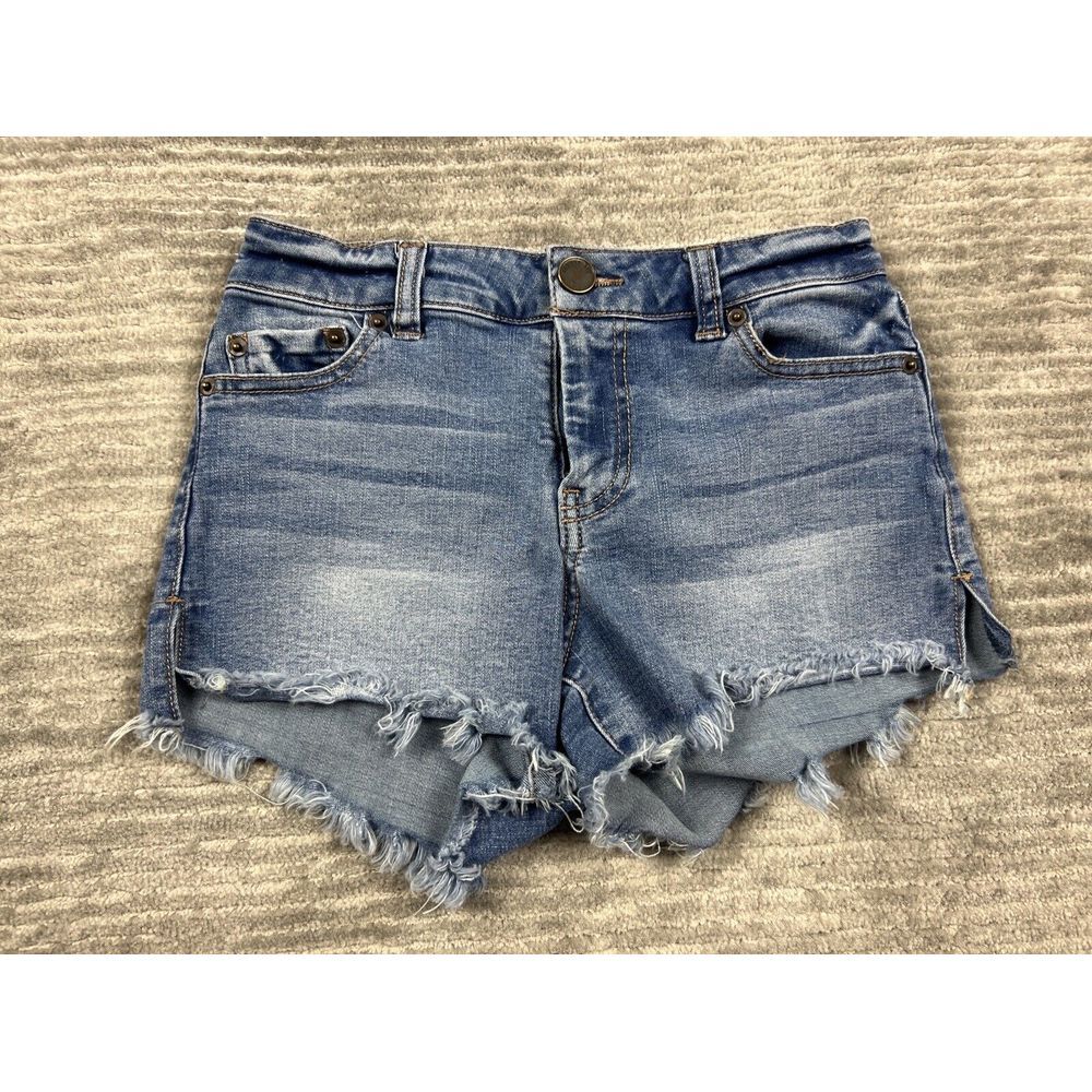 Copper Key Shorts Juniors 1โ Blue Medium Wash Cut Off Casual